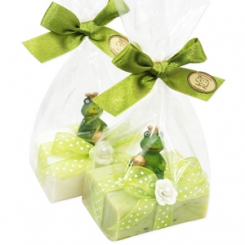 Sheep milk soap 100g, decorated with a frog prince in a cellophane, Classic/verbena 