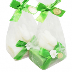 Sheep milk soap 100g decorated with a soap rabbit 40g in a cellophane, Classic/apple 
