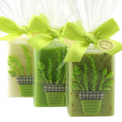 Sheep milk soap 100g, decorated with a herb-ribbon in a cellophane, sorted 
