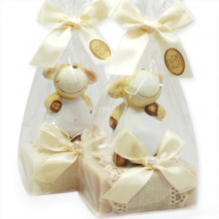 Schafmilchseife eckig 100g, dekoriert mit Schaf in Cello, Classic/Mandelöl 