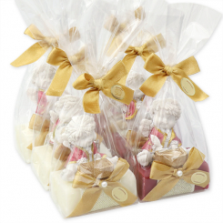 Sheep milk soap 100g decorated with an angel-Igor in a cellophane, Classic/wild berry 
