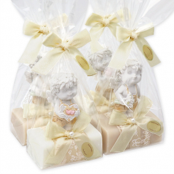 Sheep milk soap 100g decorated with an angel-Igor in a cellophane, Almond oil/snowdrop 