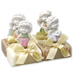 Sheep milk soap 100g decorated with an angel-Igor, Almond oil/snowdrop 