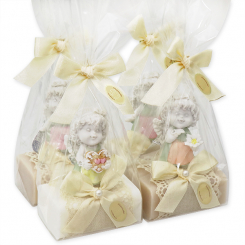 Sheep milk soap 100g decorated with an angel-Igor in a cellophane, Almond oil/christmas rose 