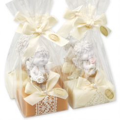 Sheep milk soap 100g decorated with an angel-Igor in a cellophane, Classic/quince 