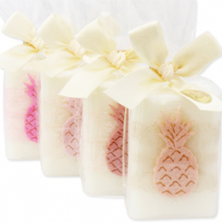 Schafmilchseife eckig 100g, dekoriert mit Ananas in Cello, Classic 