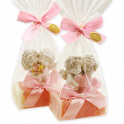 Sheep milk soap 100g decorated with an angel-Igor in a cellophane, Classic/magnolia 