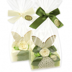Sheep milk soap 100g, decorated with a butterfly in a cellophane, Classic/verbena 