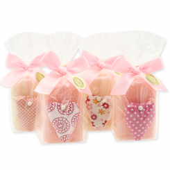 Sheep milk soap 100g, decorated with a heart in a cellophane, Classic/peony 