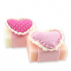 Sheep milk soap 100g, decorated with a heart, Classic/peony 