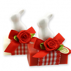 Sheep milk soap 100g decorated with a rabbit, Classic/pomegranate 