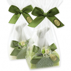 Sheep milk soap 100g decorated with a rabbit in a cellophane, Classic/verbena 