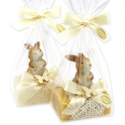 Sheep milk soap 100g decorated with a rabbit in a cellophane, Classic/swiss pine 