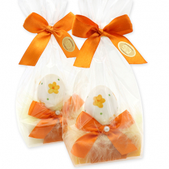 Sheep milk soap 100g decorated with an egg in a cellophane, Classic/orange 