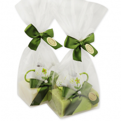 Sheep milk soap 100g decorated with a watering can in a cellophane, Classic/verbena 