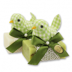 Sheep milk soap 100g decorated with a bird, Classic/verbena 
