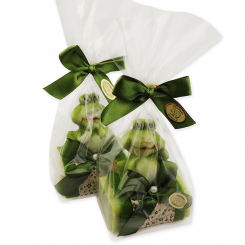 Sheep milk soap 100g decorated with a frog in a cellophane, Classic/verbena 