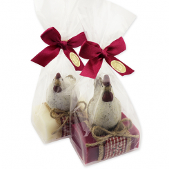 Sheep milk soap 100g, decorated with a chicken/rooster in a cellophane, classic/mallow 