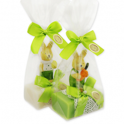Sheep milk soap 100g decorated with a rabbit in a cellophane, Classic/pear 