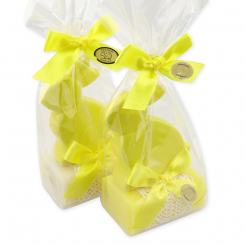 Sheep milk soap 100g decorated with a rabbit in a cellophane, Classic/grapefruit 