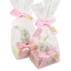 Sheep milk soap 100g decorated with a rabbit in a cellophane, Classic/magnolia 