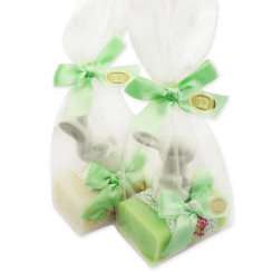 Sheep milk soap 100g decorated with a rabbit in a cellophane, Classic/lime blossom 