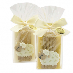 Sheep milk soap 100g decorated with a sheep in a cellophane bag, Classic/swiss pine 