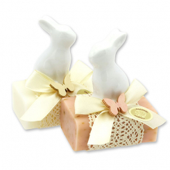 Sheep milk soap 100g decorated with a rabbit, Classic/Wild rose 