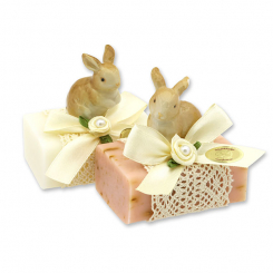 Sheep milk soap 100g decorated with a rabbit, Classic/Wild rose 