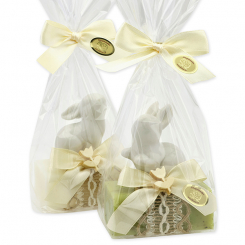 Sheep milk soap 100g decorated with a rabbit in a cellophane, Classic/verbena 