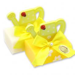 Schafmilchseife eckig 100g dekoriert mit Gießkanne, Classic/Grapefruit 