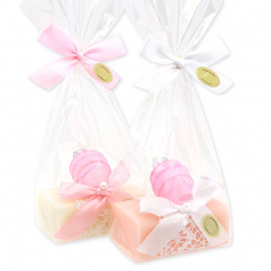 Sheep milk soap 100g decorated with an easter egg in a cellophane, Classic/Peony 