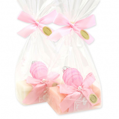 Sheep milk soap 100g decorated with an easter egg in a cellophane, Classic/Peony 