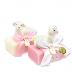 Sheep milk soap 100g decorated with a lamb, Classic/cherry blossom 