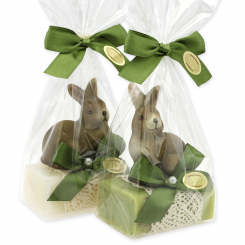Sheep milk soap 100g decorated with a rabbit in a cellophane, Classic/verbena 
