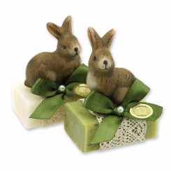 Sheep milk soap 100g decorated with a rabbit, Classic/verbena 