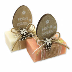 Sheep milk soap 100g decorated with an easter egg, Classic/Wild rose with petals 