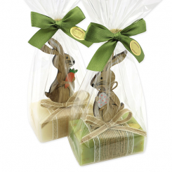 Sheep milk soap 100g decorated with a rabbit in a cellophane, Classic/Verbena 