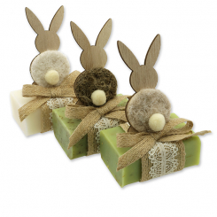 Sheep milk soap 100g decorated with a rabbit, Classic/Verbena/Garden soap 