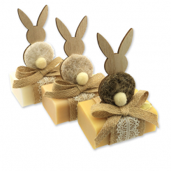 Sheep milk soap 100g decorated with a rabbit, Classic/Swiss pine/Sheabutter 