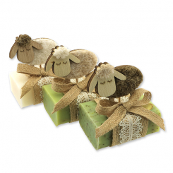 Sheep milk soap 100g decorated with a shee, Classic/Verbena/Garden soap 