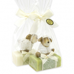 Sheep milk soap 100g decorated with a sheep in a cellophane, Classic/Verbena 