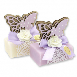 Sheep milk soap 100g decorated with a butterfly, Classic/Lilac 