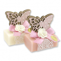 Sheep milk soap 100g decorated with a butterfly, Classic/Magnolia 