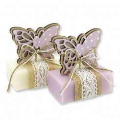 Sheep milk soap 100g decorated with a butterfly, Classic/Lilac 