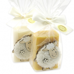 Sheep milk soap 100g decorated with a sheep in a cellophane, Classic/swiss pine 