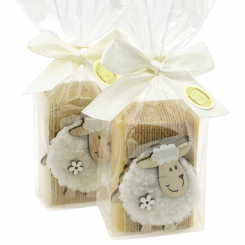 Sheep milk soap 100g decorated with a sheep in a cellophane, Classic/swiss pine 