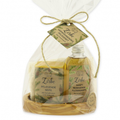 Pflegeset - Seife 100g und Flüssigseife 75ml "Wohlfühlzeit", Zirbe 