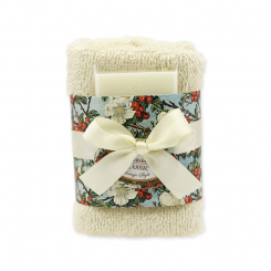 Sheep milk soap 35g and towel 30x30cm cream "Vintage motif 209", Classic 