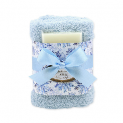 Sheep milk soap 35g and towel 30x30cm blue "Vintage motif 220", Classic 